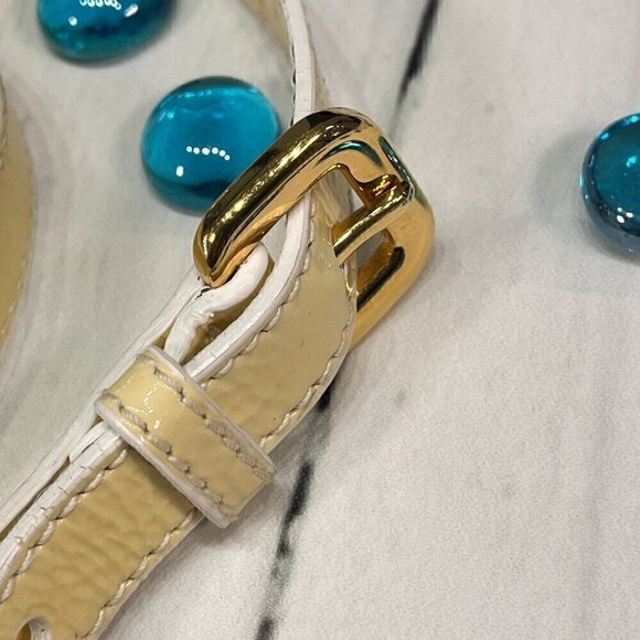 Prada Pale Yellow/White 5/8" Patent Leather Crossbody Strap, Sz: 44" - 48" long - Picture 2 of 7